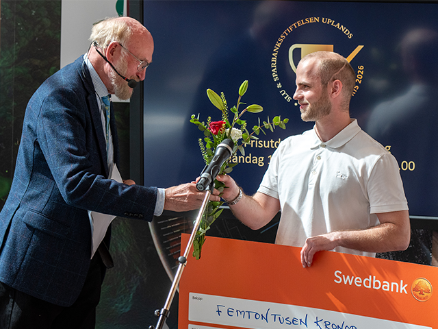 Betong- och cementindustrin står för stora koldioxidutsläpp. Joel Gunnars prisades därför för CarbonCycle Materials, en innovation som fångar in koldioxid och binder den i betong för långsiktig lagring. Foto: Cajsa Lithell.